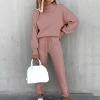 Women Fashion Casual Solid Shirt Hooded Blouse Pocket Plush Pant Suits for Women Dressy Wedding Guest with Elastic Waist view 2