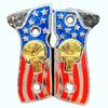 Grips for Beretta Gun Punisher USA Model with 24K Gold Plated, .925 Silver,Black Nickel Plated and Blue, Red Resin Includes Screws view 1