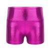 Sywiyi Kids Girls Shiny Metallic Gymnastics Sports Dance Short High Waist Stretch Booty Shorts Activewear Rose 10 Years view 1