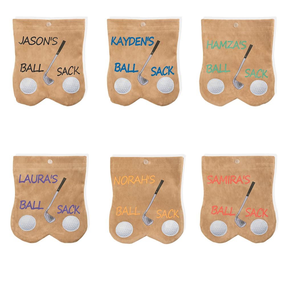 Custom Name Golf Ball Bag Funny Golf Ball Pouch Sack Personalized Golf Gifts for Men Portable Flannelette Golf Ball Holder Carrying Bag for Father Husband Golf Lovers Gift Golf Accessories