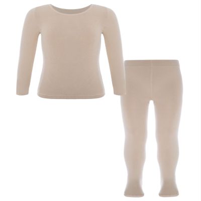 Hansber Kids Girls Boys Thermal Underwear Long Johns Set Athletic Base Layer Tops and Bottoms Ballet Dance Undergarment Footed-n 3-4