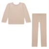 Hansber Kids Girls Boys Thermal Underwear Long Johns Set Athletic Base Layer Tops and Bottoms Ballet Dance Undergarment Stirrup-Nude 7-10 view 4
