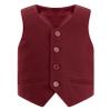 renvena Boys Satin Formal Suit Vest Gentleman Wedding Prom Party Single Breasted Dress Waistcoat Burgundy 12 Years view 1