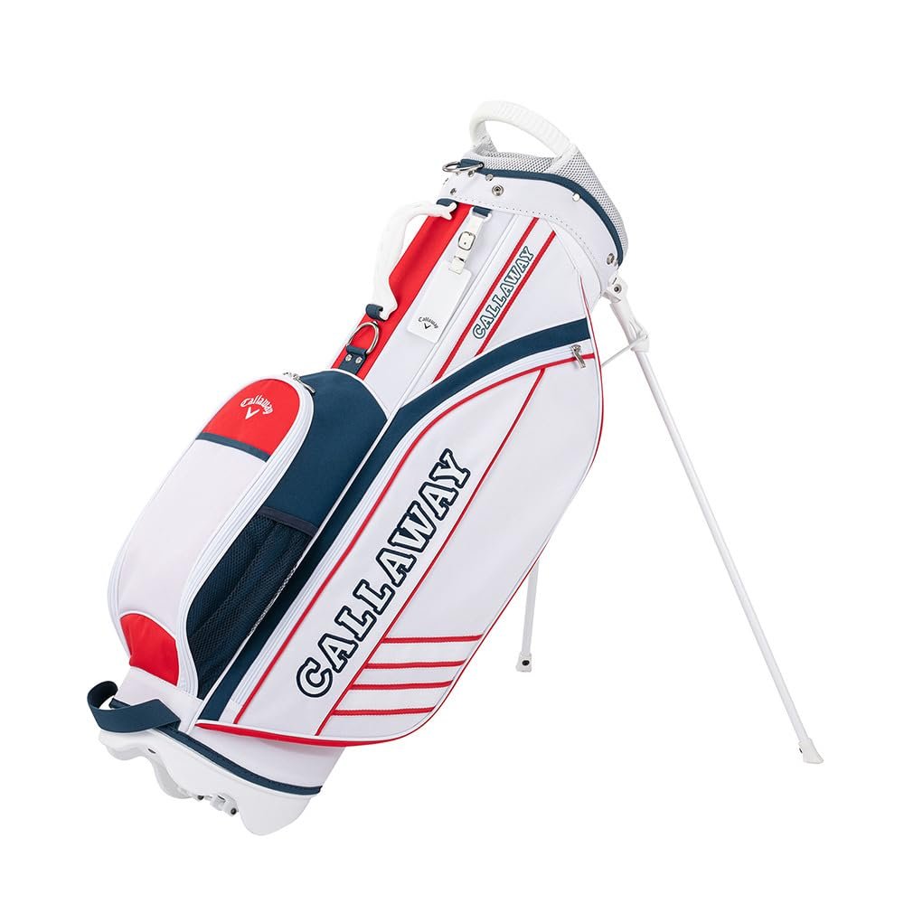 Callaway STN Sport WMS WHT/NVY/RED 23 Caddy Bag, Stand Type, 9.0 Type, 46 Inches, 5.5 lbs (2.6 kg), 4 Compartments, White/Navy/Red, Women's