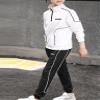 Hansber Kids Boys 2 Piece Tracksuit Sweatsuit Zip Up Turtleneck Long Sleeve Sweatshirt with Sweatpants Set White 10-11 Years view 3