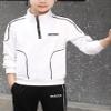 Hansber Kids Boys 2 Piece Tracksuit Sweatsuit Zip Up Turtleneck Long Sleeve Sweatshirt with Sweatpants Set White 10-11 Years view 4