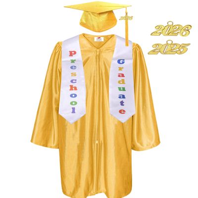 MyGradDay Shiny Kindergarten & Preschool Graduation Gown Cap Tassel 2026 Charm