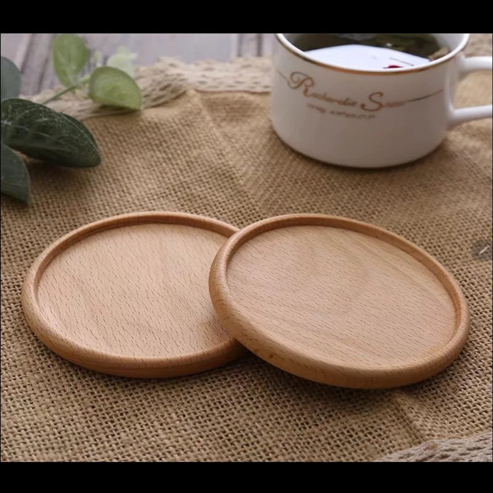 Bamboo Round Walnut Coaster (8cm*8cm, Beech Round) ('8cm*8cm, Beech Round)