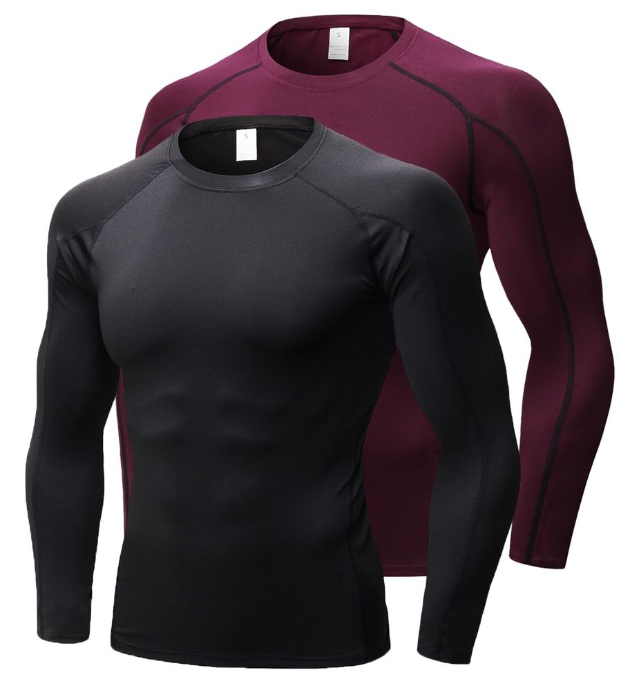 Men's Compression Shirts Long Sleeve, Base-Layer Quick Dry Workout T Shirts Sports Running Tops for Gym