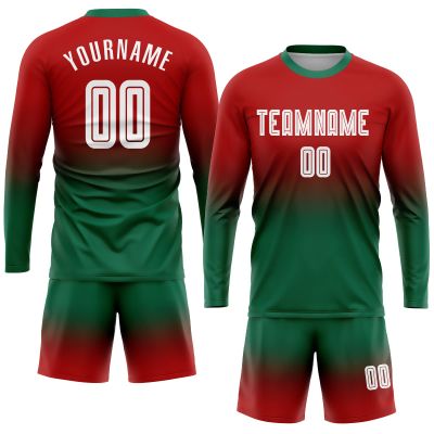 Custom Long Sleeve Soccer Jersey Short and Shirt Printed Name Number Team Logo Personalized Athletic Soccer T-Shirts