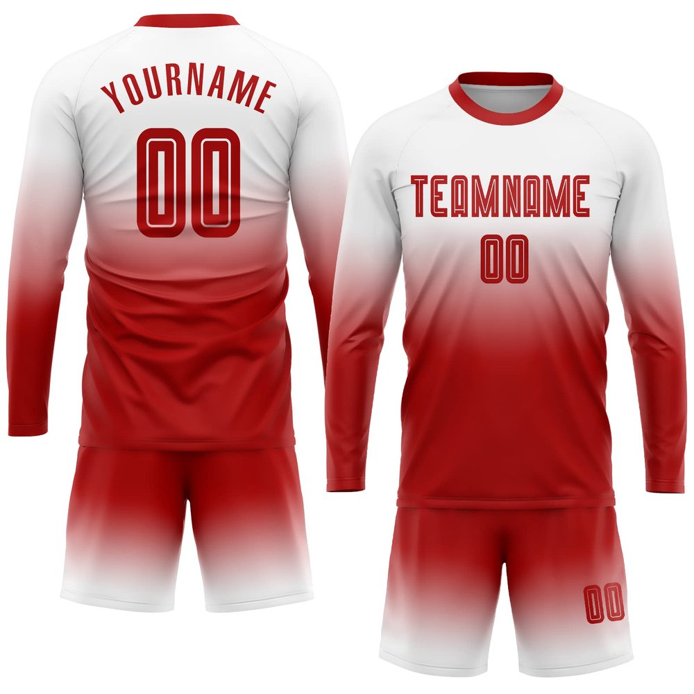 Custom Soccer Jerseys Personalized Round Neck Long Sleeve Shirts Uniform Printed Name Number