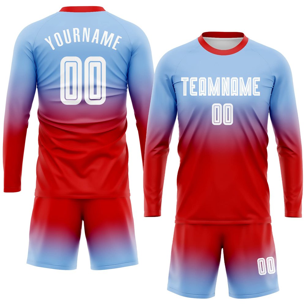 Custom Long Sleeve Soccer Jersey Short and Shirt Printed Name Number Team Logo Personalized Athletic Soccer T-Shirts