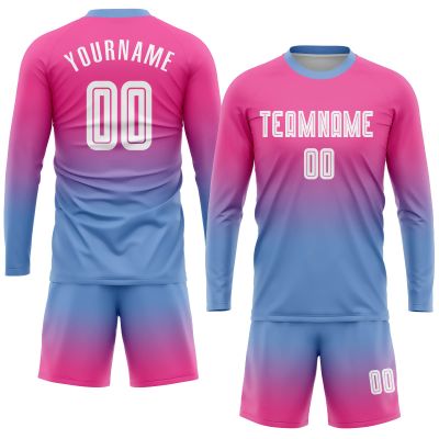 Custom Soccer Jerseys Personalized Round Neck Long Sleeve Shirts Uniform Printed Name Number