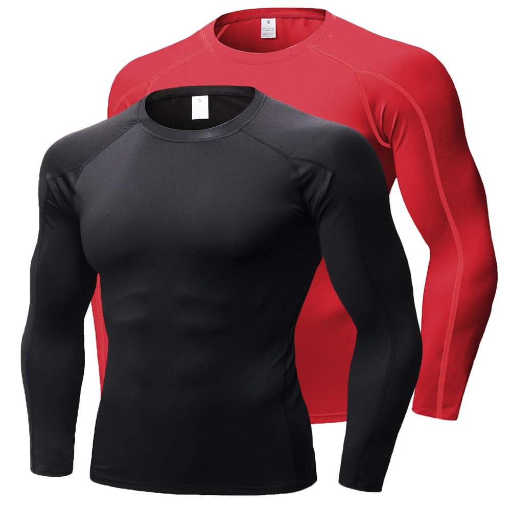 Men's Compression Shirts Long Sleeve, Base-Layer Quick Dry Workout T Shirts Sports Running Tops for Gym