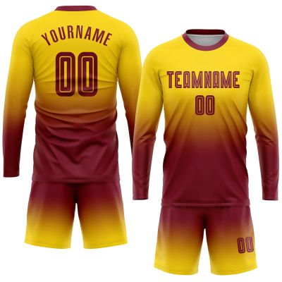 Custom Long Sleeve Soccer Jersey Short and Shirt Printed Name Number Team Logo Personalized Athletic Soccer T-Shirts
