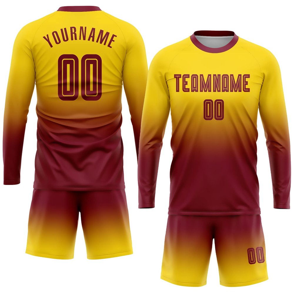 Custom Long Sleeve Soccer Jersey Short and Shirt Printed Name Number Team Logo Personalized Athletic Soccer T-Shirts