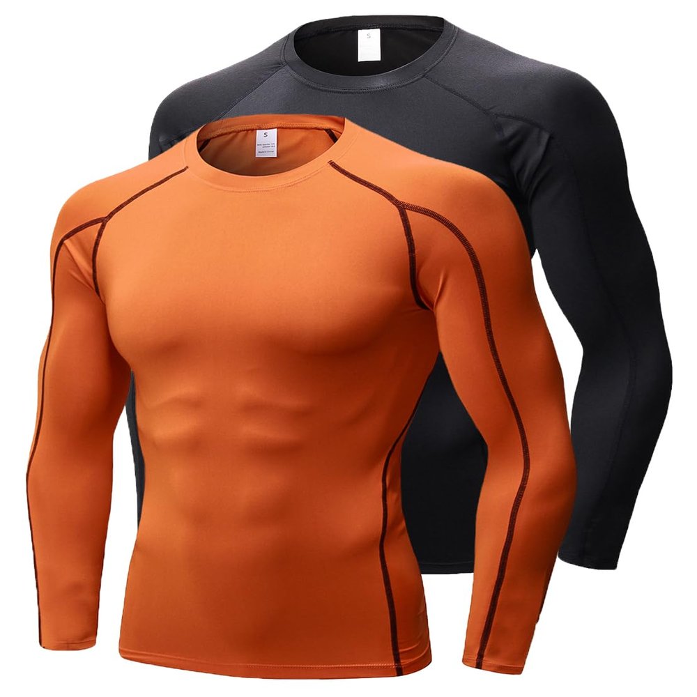 Men's Compression Shirts Long Sleeve, Base-Layer Quick Dry Workout T Shirts Sports Running Tops for Gym