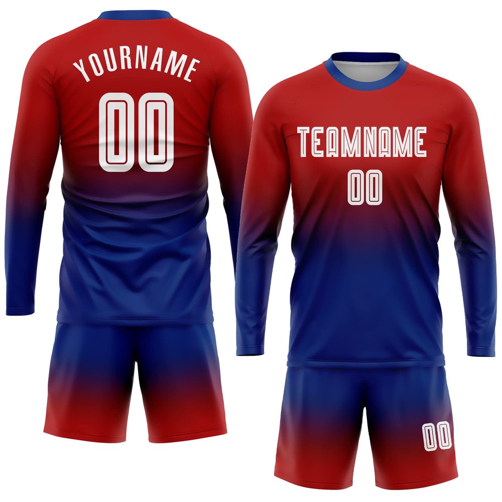 Custom Long Soccer Jerseys and Short Personalized Round Neck Soccer Shirts Uniform Printed Name Number