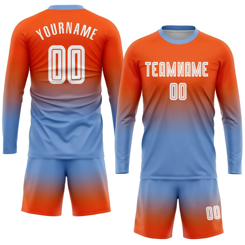 Custom Long Sleeve Soccer Jersey Short and Shirt Printed Name Number Team Logo Personalized Athletic Soccer T-Shirts
