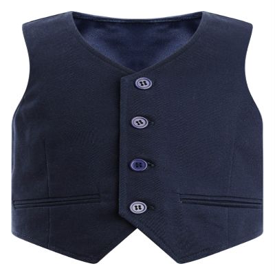 Duoremi Kids Boys Gentlemen Solid Color Vest V Neck Formal Waistcoat for Wedding Birthday Party Navy Blue 16 Years