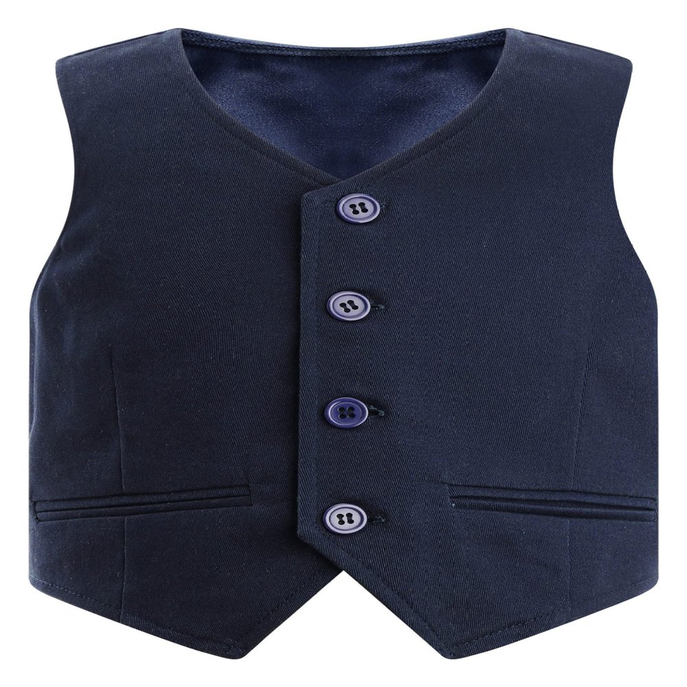 Duoremi Kids Boys Gentlemen Solid Color Vest V Neck Formal Waistcoat for Wedding Birthday Party Navy Blue 16 Years