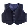Duoremi Kids Boys Gentlemen Solid Color Vest V Neck Formal Waistcoat for Wedding Birthday Party Navy Blue 16 Years view 3