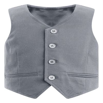 Duoremi Kids Boys Gentlemen Solid Color Vest V Neck Formal Waistcoat for Wedding Birthday Party Gray 16 Years