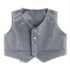 Duoremi Kids Boys Gentlemen Solid Color Vest V Neck Formal Waistcoat for Wedding Birthday Party Gray 16 Years view 3