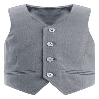YiZYiF Boy's 4 Button Formal Suit Vest Formal Dress Waistcoat Gentleman Wedding Birthday Party Suits Gray 12 Years