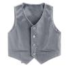 YiZYiF Boy's 4 Button Formal Suit Vest Formal Dress Waistcoat Gentleman Wedding Birthday Party Suits Gray 12 Years view 3