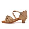 TINRYMX Girls&Women Latin Dance Shoes Silk Ballroom Salsa Tango Professional Performance Practice Dance Shoes, EMD28-DMXGG-DB-Beige-4,US 6.5 view 1