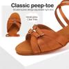 TINRYMX Girls&Women Latin Dance Shoes Silk Ballroom Salsa Tango Professional Performance Practice Dance Shoes, EMD28-DMXGG-DB-Brown-4,US 13.5 view 2