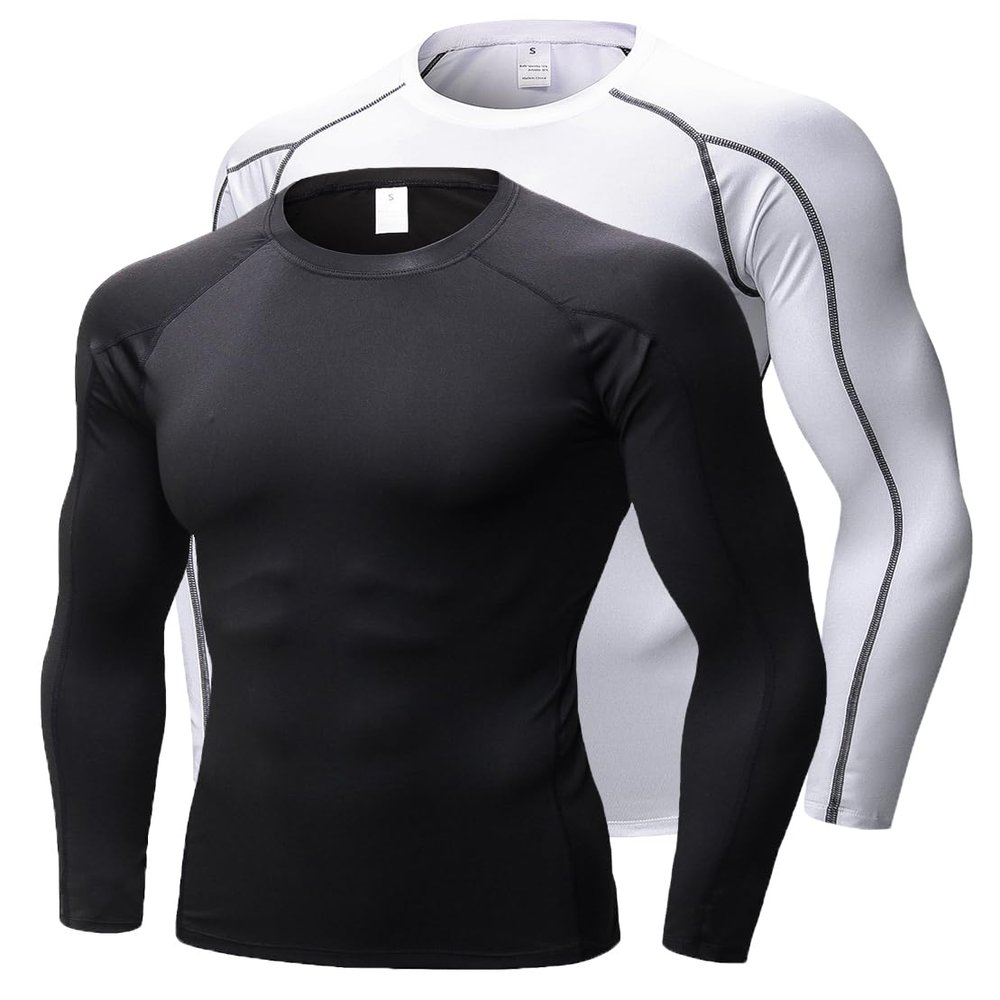 Men's Compression Shirts Long Sleeve, Base-Layer Quick Dry Workout T Shirts Sports Running Tops for Gym