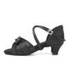 TINRYMX Girls&Women Latin Dance Shoes Silk Ballroom Salsa Tango Professional Performance Practice Dance Shoes, EMD28-DMXGG-DB-Black-4,US 2 view 1