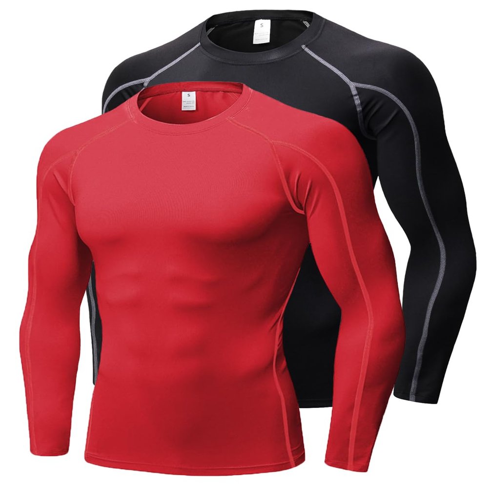 Men's Compression Shirts Long Sleeve, Base-Layer Quick Dry Workout T Shirts Sports Running Tops for Gym