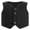 Duoremi Kids Boys Gentlemen Solid Color Vest V Neck Formal Waistcoat for Wedding Birthday Party Black 5 Years view 1