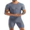Sywiyi Mens Wrestling Singlet Jumpsuit Short Sleeve Zipper Front Gymnastics Leotard One Piece Bodysuit Dark Grey Small view 1