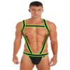 Freebily Men's Leotard Stretch Jumpsuits Bulge Pouch Jockstrap One-Piece Wrestling Singlet Bodysuit Green X-Large view 3