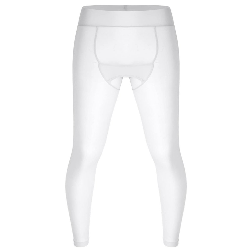 YONGHS Mens Compression Long Pants Leggings Bulge Pouch Tights Trousers Seamless Bottoms Underpants White One Size