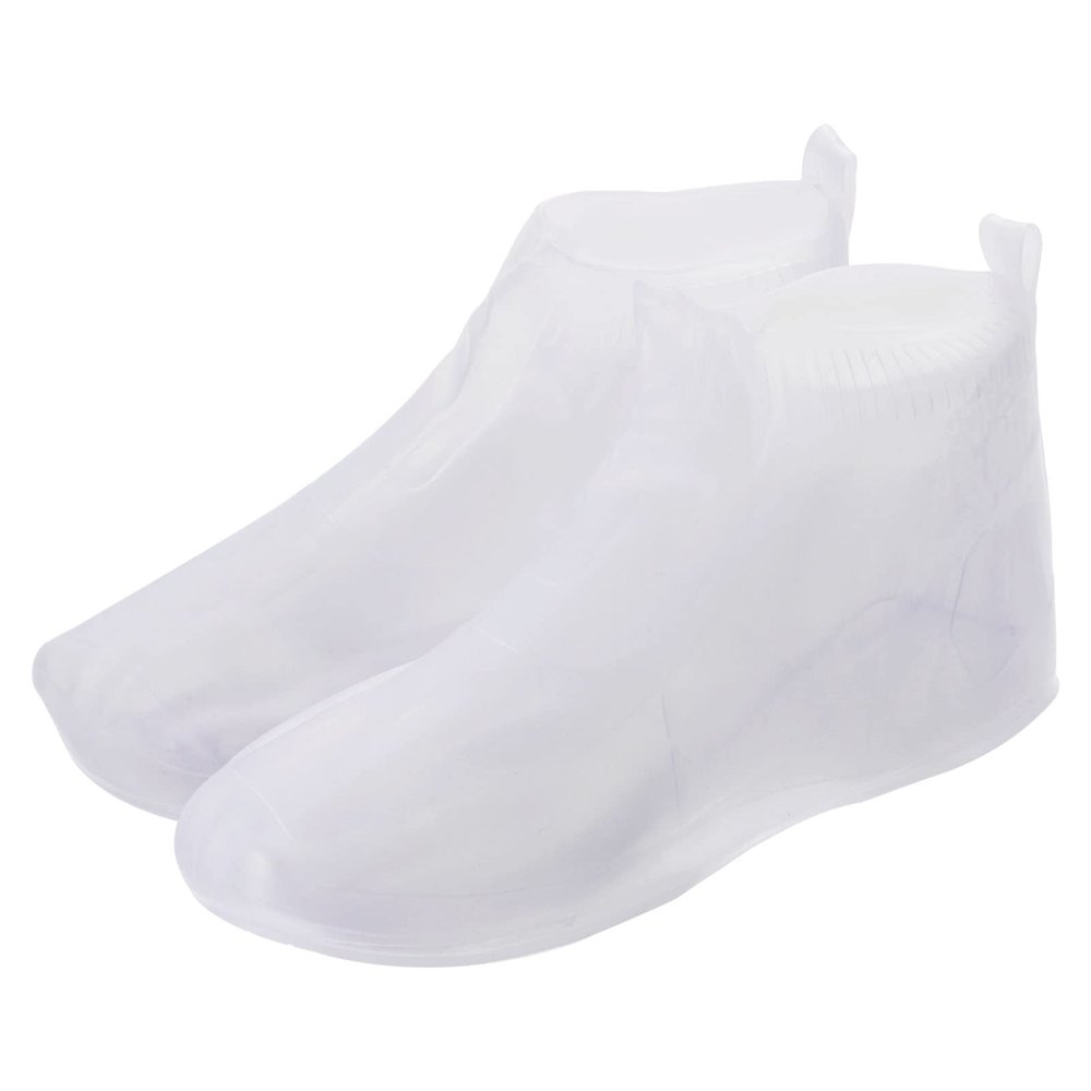 PATIKIL M Reusable Rain Shoe Covers, 1 Pair Silicone Waterproof Non-Slip Overshoes Foldable Galoshes Protectors for Outdoor Men & Women Rain Boots, White