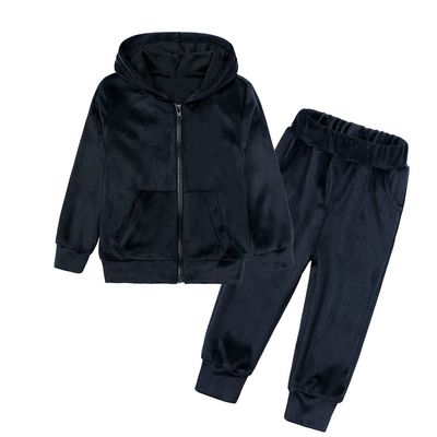 MYGBCPJS Boys Girls 2 Pcs Velour Zipper Tracksuit Sweatsuit Kids Long Sleeve Pullover Hoodie + Elastic Waist Sweatpants Set