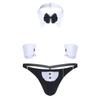 YOOJIA 3pcs Men's Waiter Cosplay Costume G-String Briefs with Collar Bracelets Tuxedo Waiter Server Lingerie Black 3X-Large view 1
