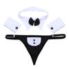 YOOJIA 3pcs Men's Waiter Cosplay Costume G-String Briefs with Collar Bracelets Tuxedo Waiter Server Lingerie Black 3X-Large view 4