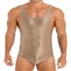 QinCiao Men's Solid Color Sleeveless Tank Sports Gym Workout Oil Leotard Wrestling Singlet Bodysuit Coffee Medium view 1