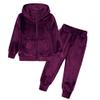 MYGBCPJS Boys Girls 2 Pcs Velour Zipper Tracksuit Sweatsuit Kids Long Sleeve Pullover Hoodie + Elastic Waist Sweatpants Set view 1