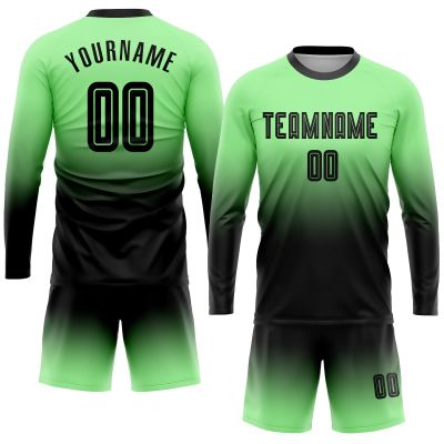 Custom Soccer Jerseys and Short with Pocket Personalized Round Neck Long Sleeve Shirts Uniform Printed Name Number
