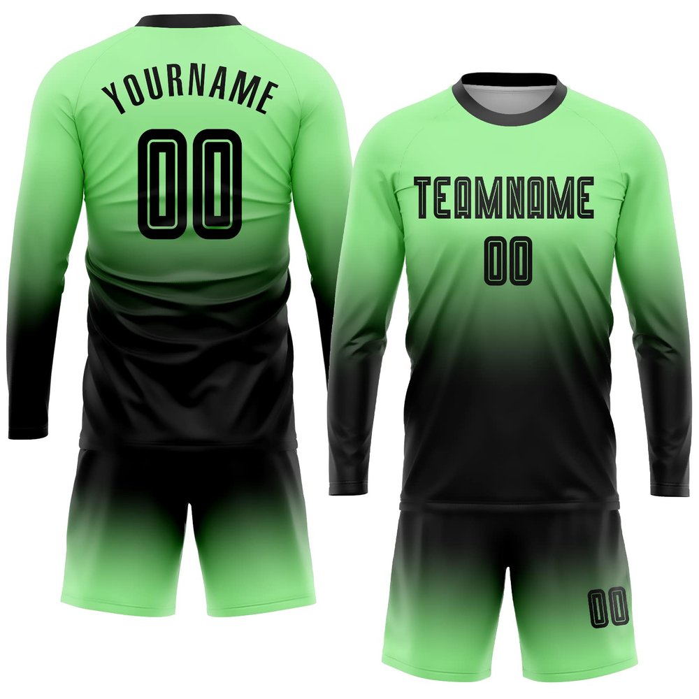 Custom Soccer Jerseys and Short with Pocket Personalized Round Neck Long Sleeve Shirts Uniform Printed Name Number