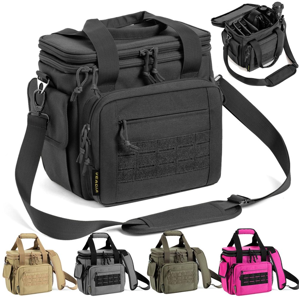 VEAGIA Range Bag,Pistol Case,Soft Gun Case Range Bags For Handguns And Ammo Safe Lockable Double Layer Explosion Proof Zipper That Multi Pistol Carrying Bags (Black 1.0)