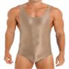 Agoky Men's U Neck Sleeveless Leotard Vest Shirt Oil Bodysuit Sports Wrestling Singlet Jumpsuits Coffee Medium view 1