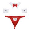 YOOJIA 3pcs Men's Waiter Cosplay Costume G-String Briefs with Collar Bracelets Tuxedo Waiter Server Lingerie Red Large view 2